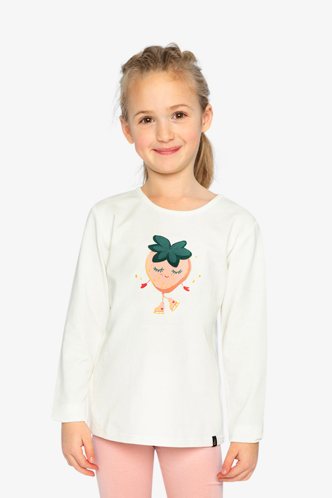 Long Sleeve Organic Cotton Strawberry T-Shirt Off White - Image 2