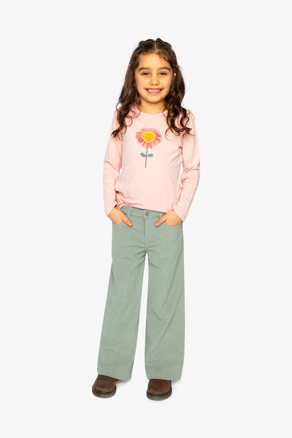 Long Sleeve Organic Cotton T-Shirt Pale Dusty Pink - Image 5