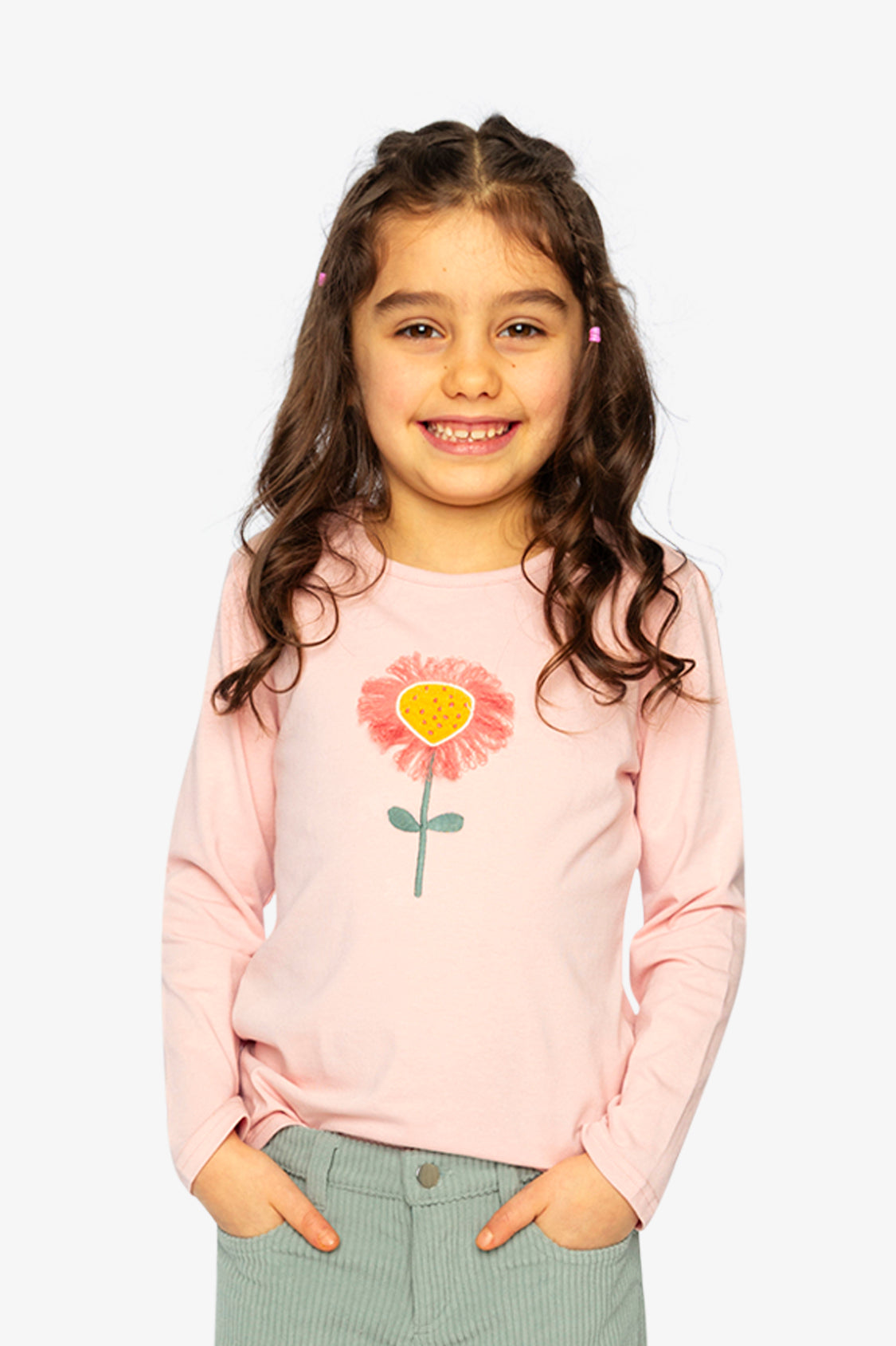Long Sleeve Organic Cotton T-Shirt Pale Dusty Pink - Image 2