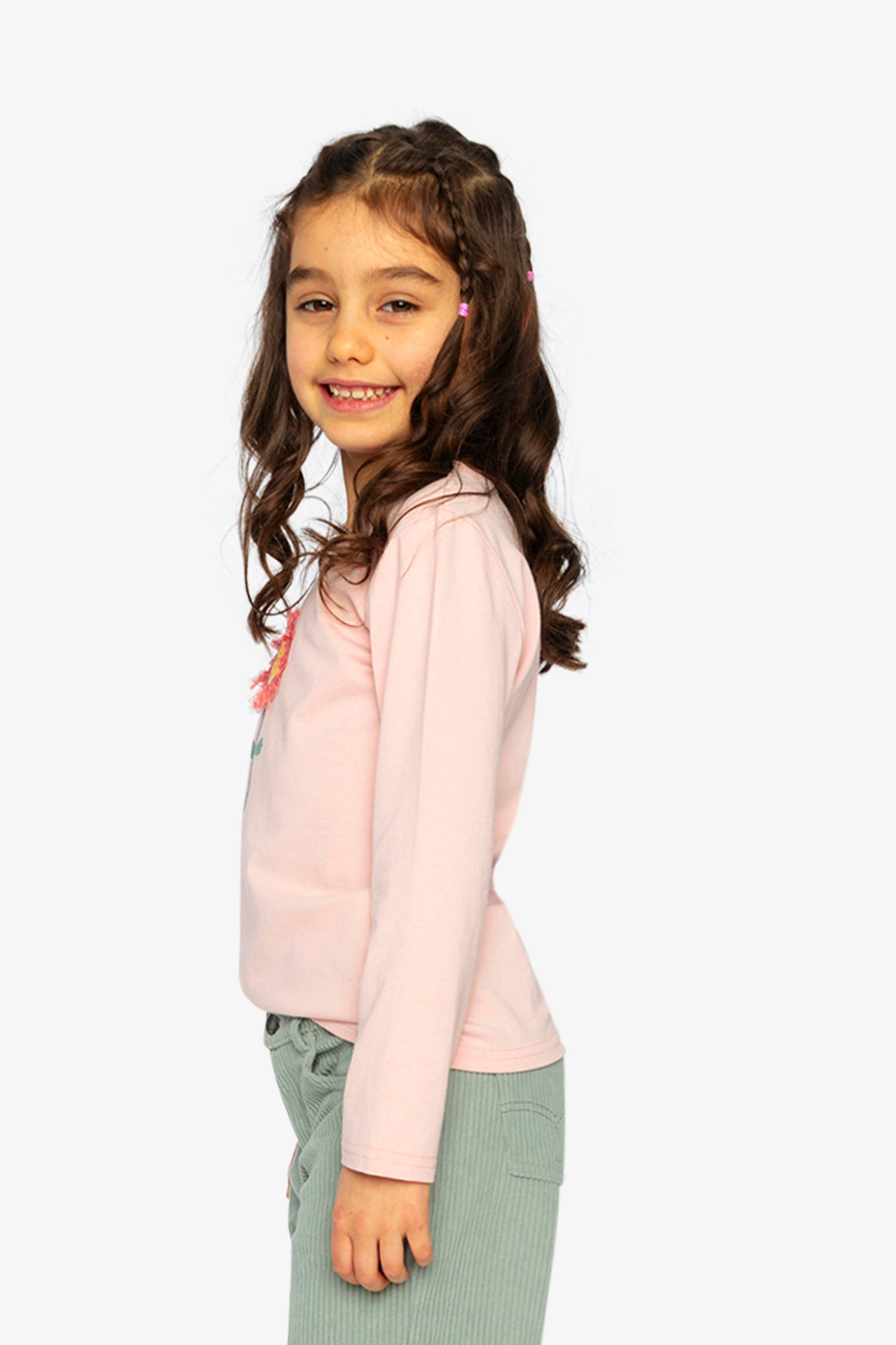 Long Sleeve Organic Cotton T-Shirt Pale Dusty Pink - Image 3