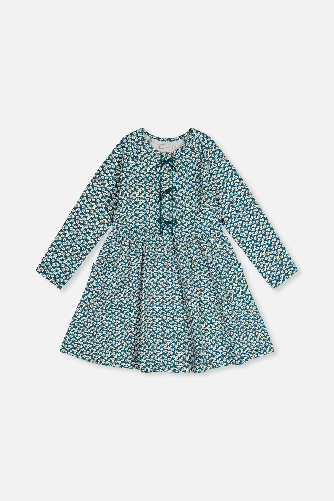 Organic Cotton Dress With Pockets Green Floral Print - Image 6