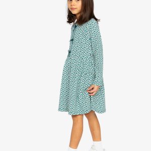 Organic Cotton Dress With Pockets Green Floral Print - Image 3