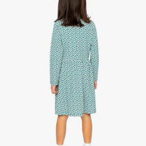 Organic Cotton Dress With Pockets Green Floral Print - Image 4