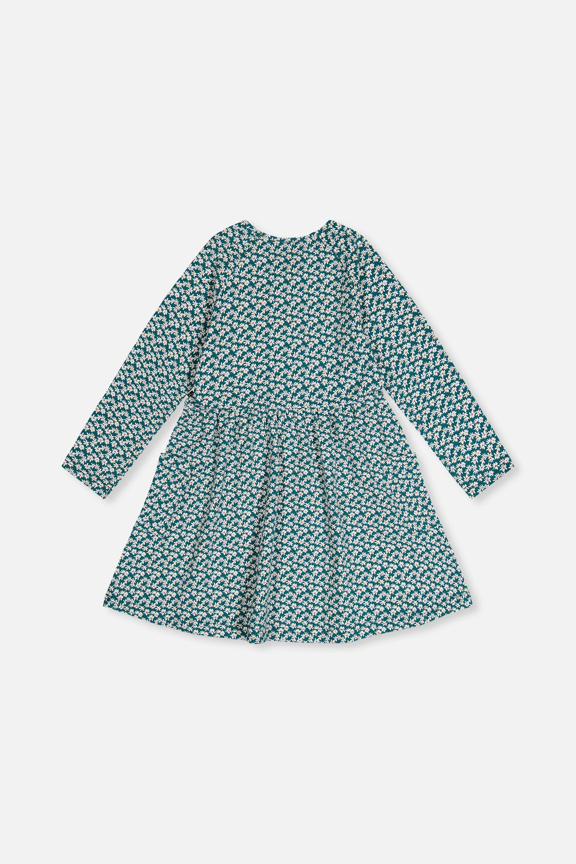 Organic Cotton Dress With Pockets Green Floral Print - Image 5