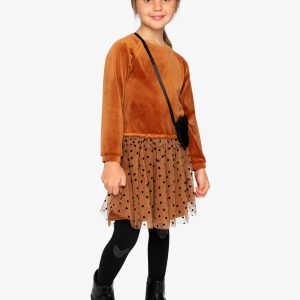 Bi-Material Dress Brown - Image 3