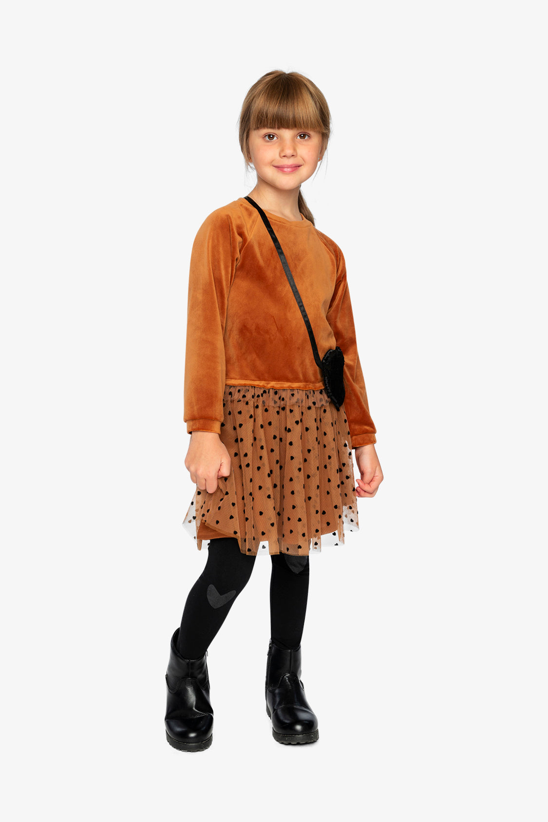 Bi-Material Dress Brown - Image 3