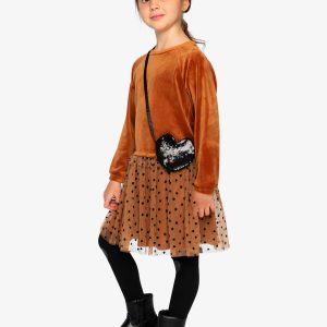 Bi-Material Dress Brown - Image 4