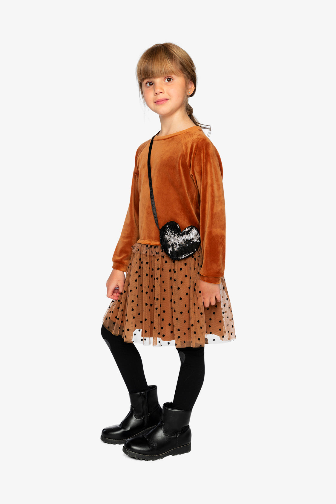 Bi-Material Dress Brown - Image 4