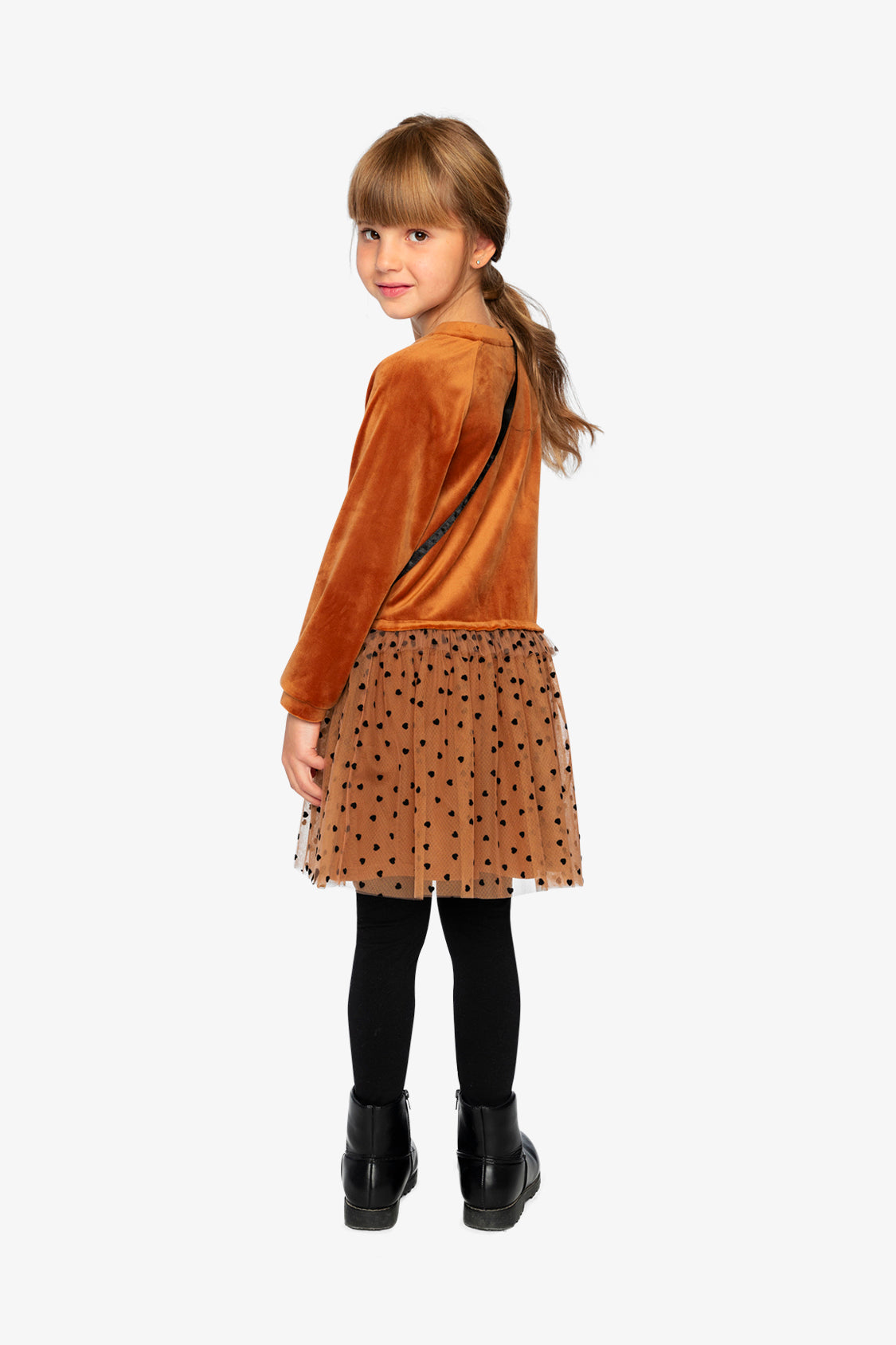 Bi-Material Dress Brown - Image 5