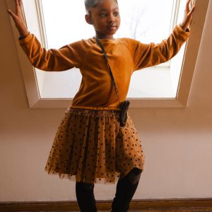 Alternative view of Bi-Material Dress Brown