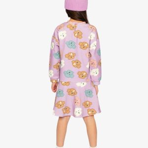 French Terry Dress Purple Poodle Print - Image 4