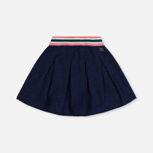 Pleated French Terry Skirt Navy Blue Denim - Image 11