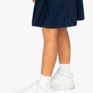 Pleated French Terry Skirt Navy Blue Denim - Image 5