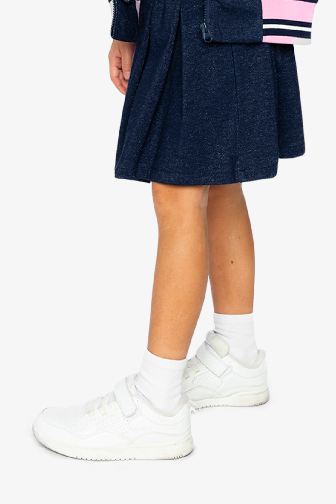 Pleated French Terry Skirt Navy Blue Denim - Image 5