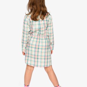 Shirt Dress With Belt Green And Pink Plaid - Image 5