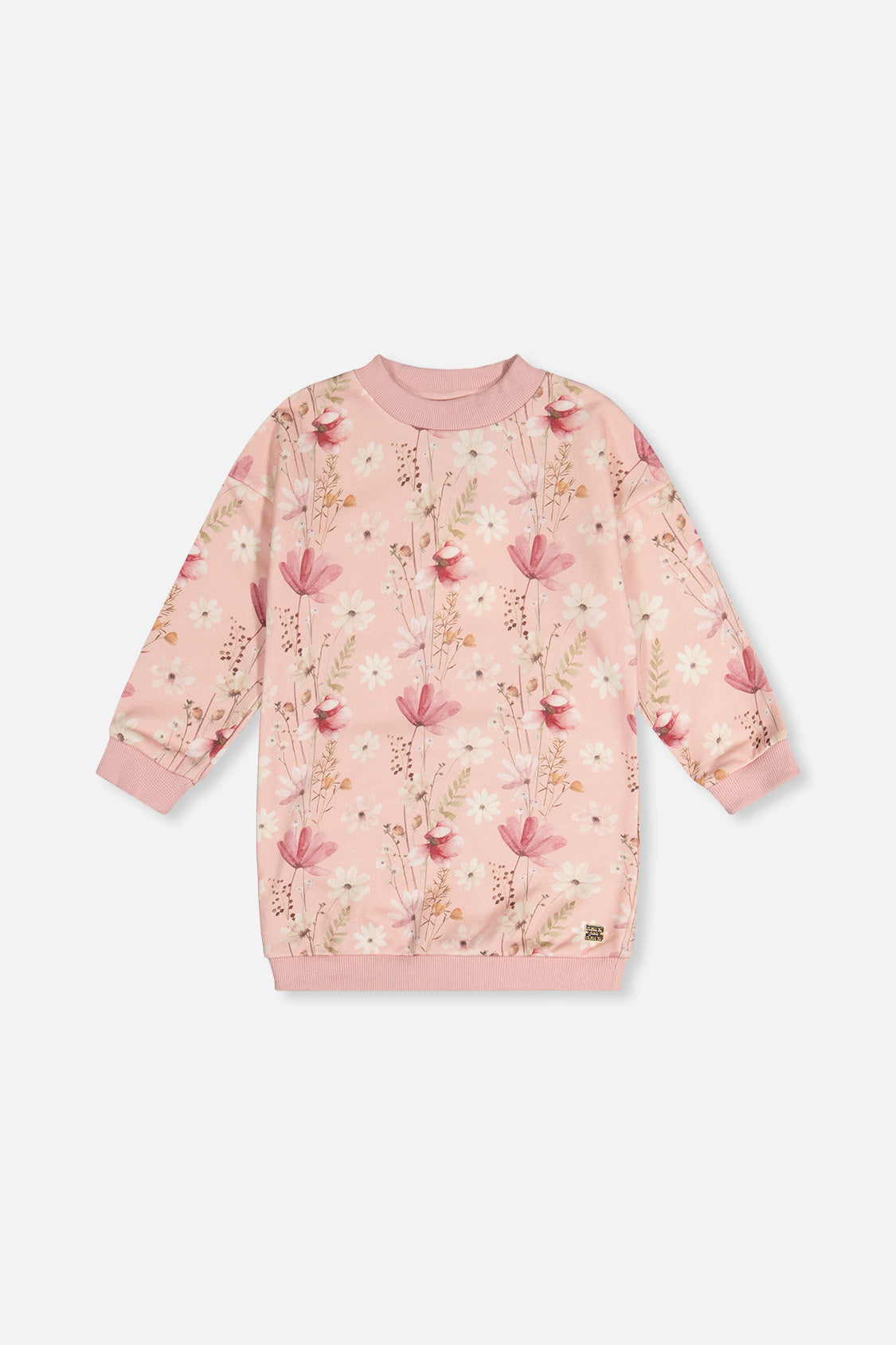 French Terry Dress Pink Printed Flowers - Image 7