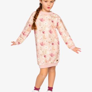 French Terry Dress Pink Printed Flowers - Image 3