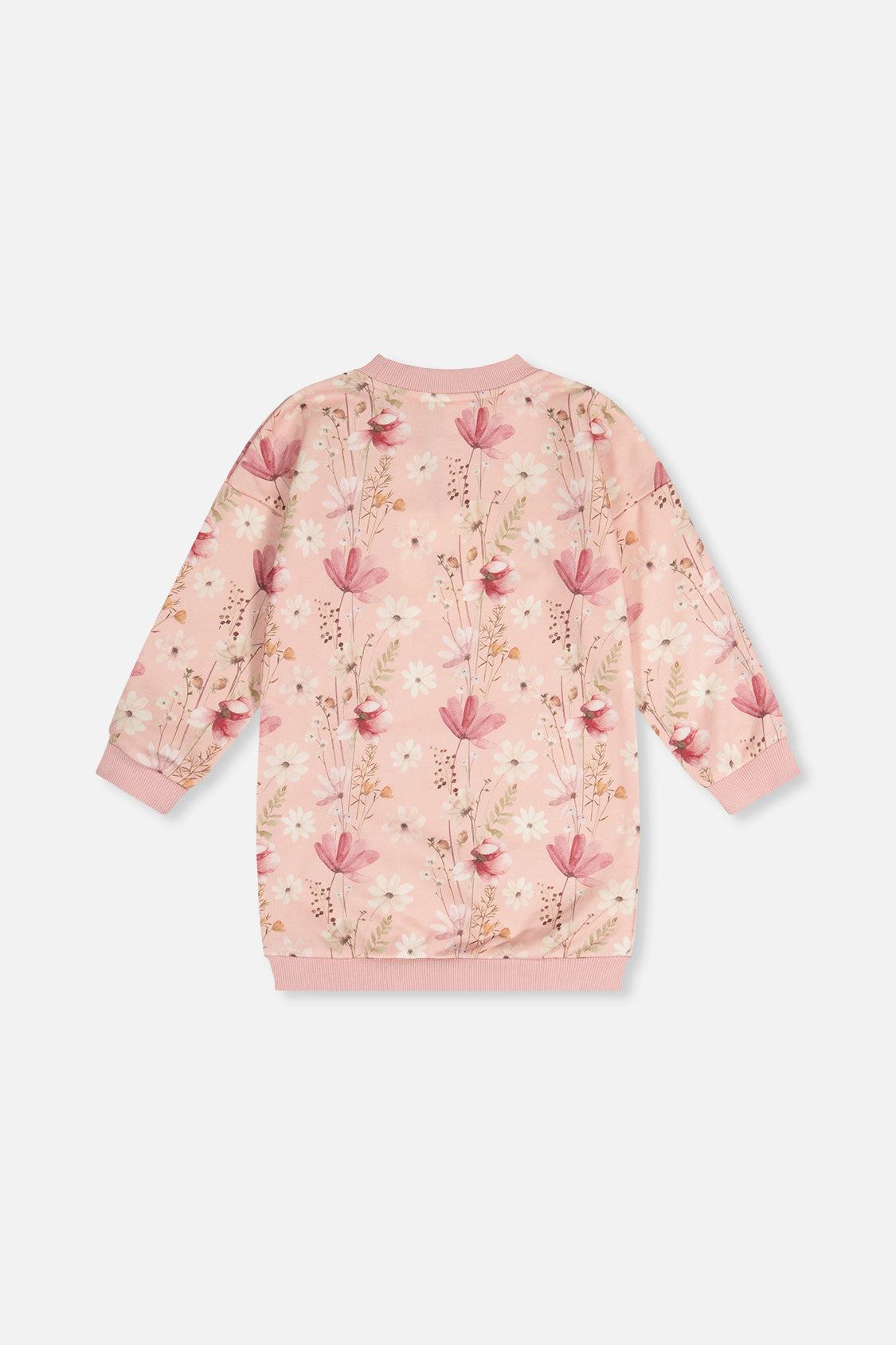 French Terry Dress Pink Printed Flowers - Image 4