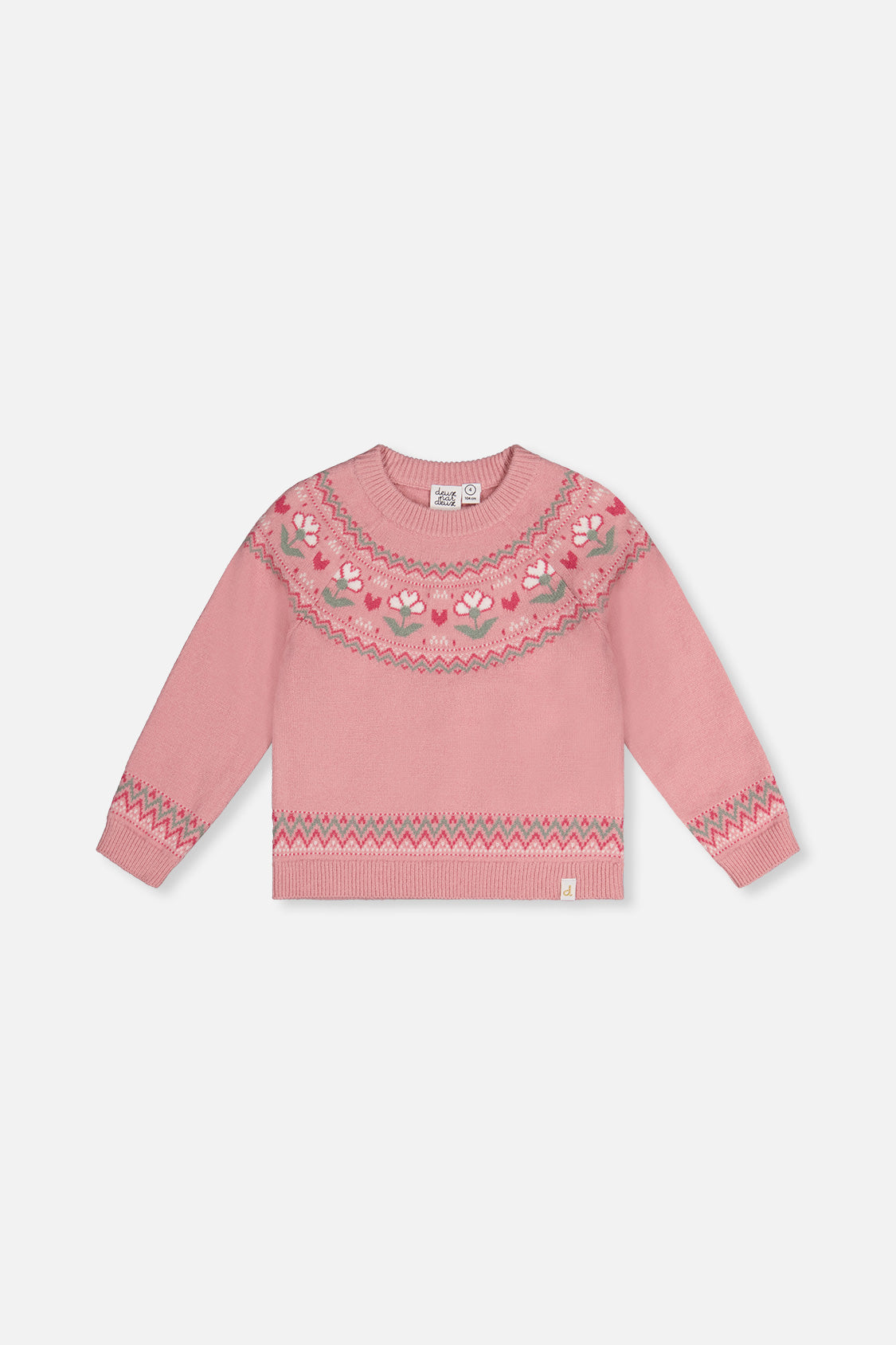 Sweater With Flower Jacquard Pale Dusty Pink - Image 11