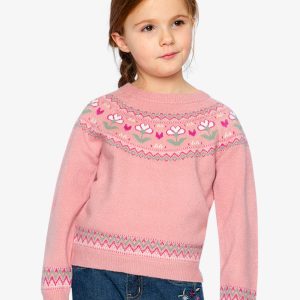 Alternative view of Sweater With Flower Jacquard Pale Dusty Pink