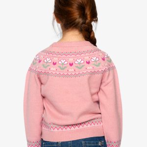 Sweater With Flower Jacquard Pale Dusty Pink - Image 4