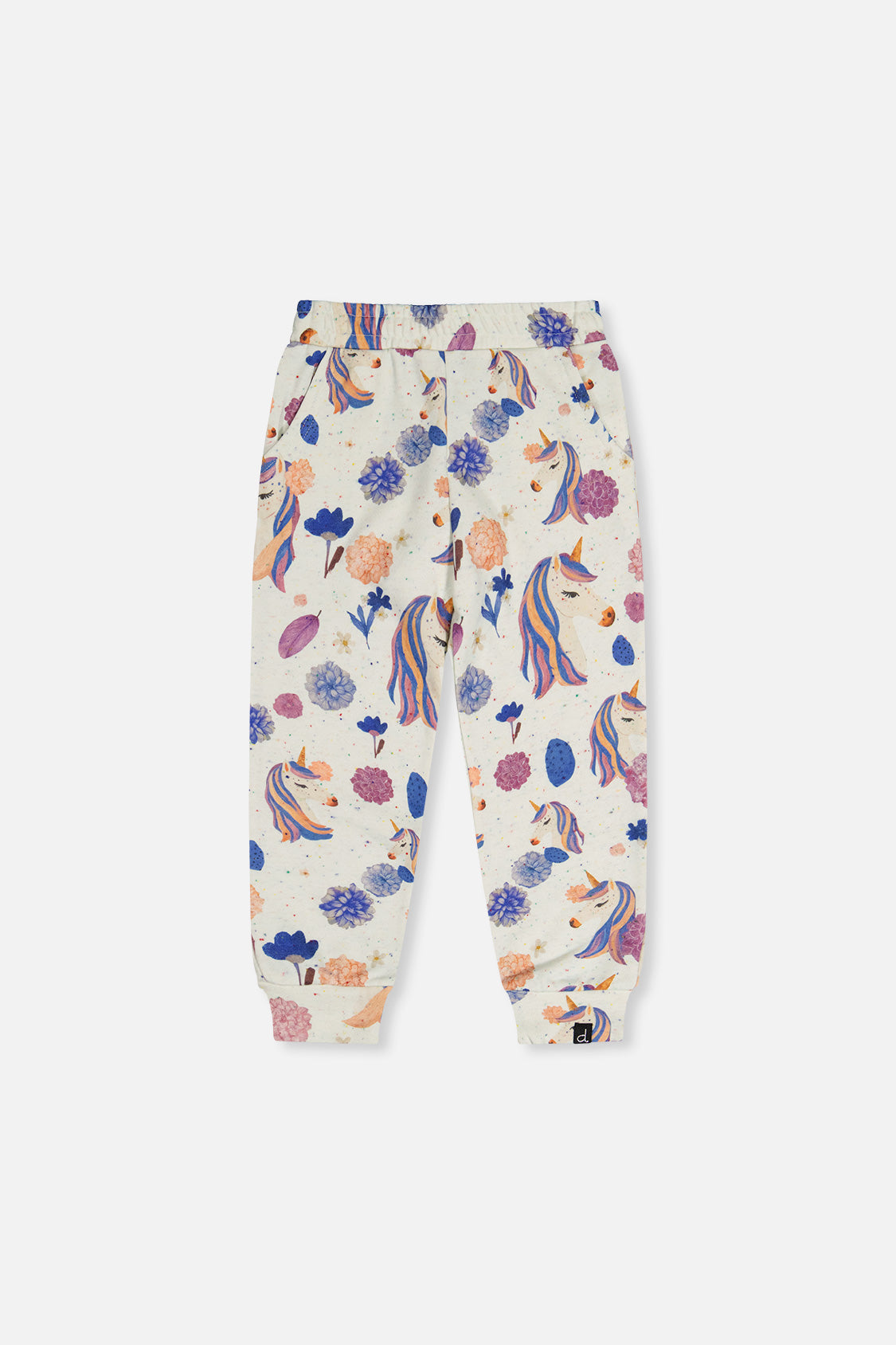 Sweatpants Beige Unicorn Print