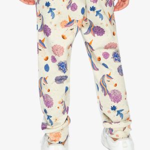 Sweatpants Beige Unicorn Print - Image 4