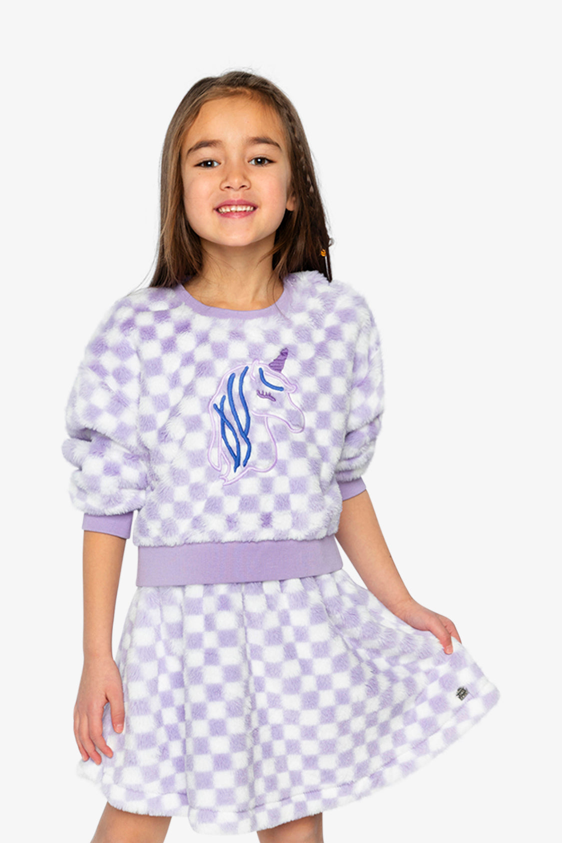 Faux Fur Top Lilac And White Tiles - Image 3