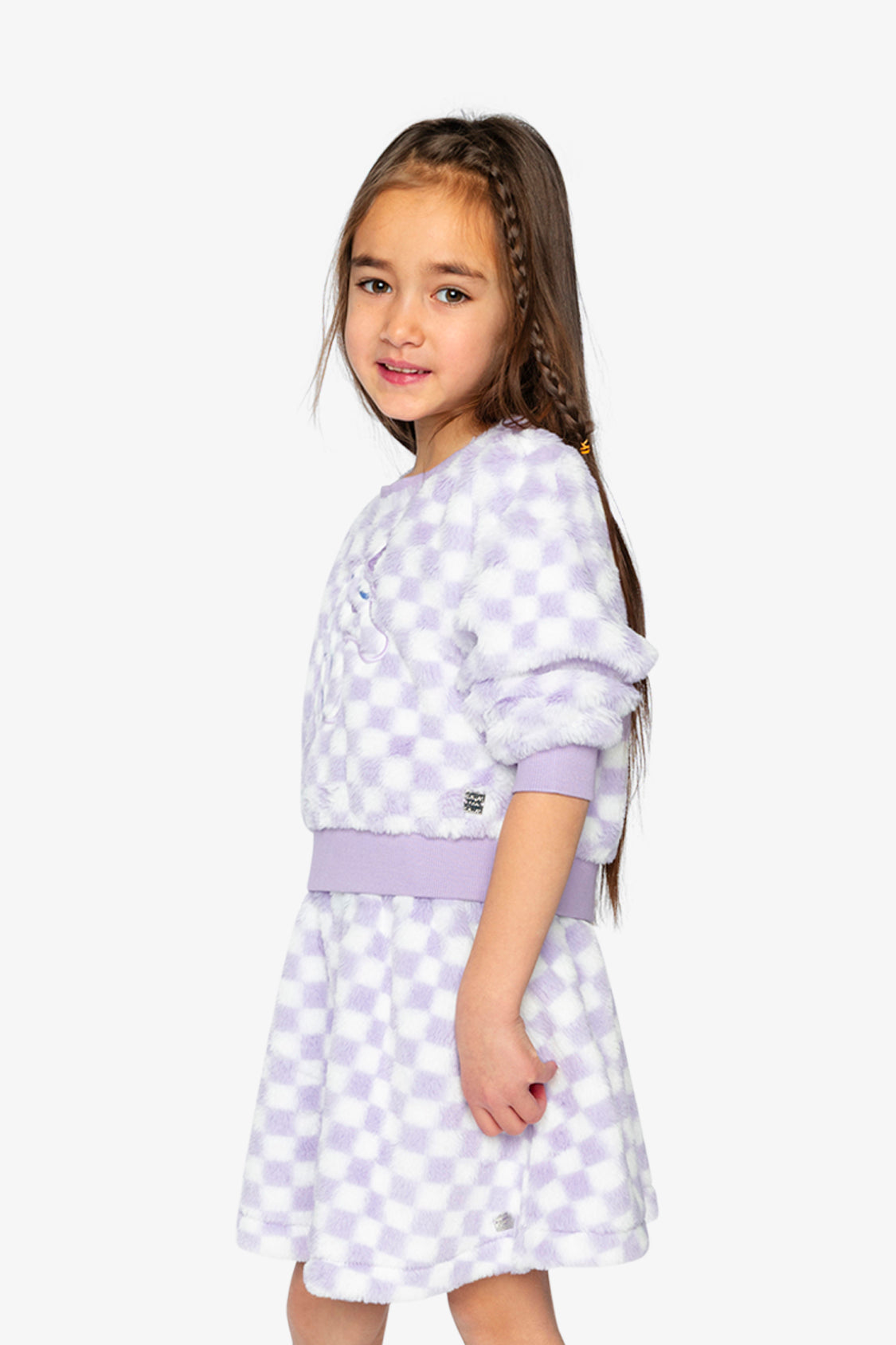Faux Fur Top Lilac And White Tiles - Image 4