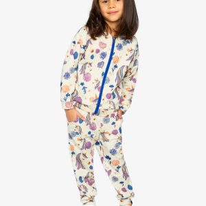 Hooded Zipped French Terry Cardigan Beige Unicorn Print - Image 5
