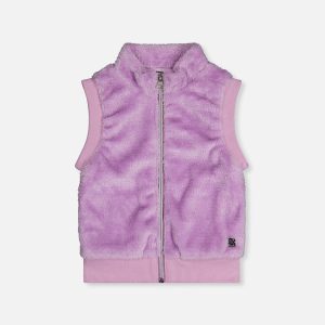 Faux Fur Sleeveless Vest Violet