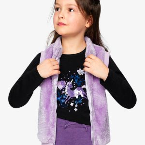 Faux Fur Sleeveless Vest Violet - Image 4