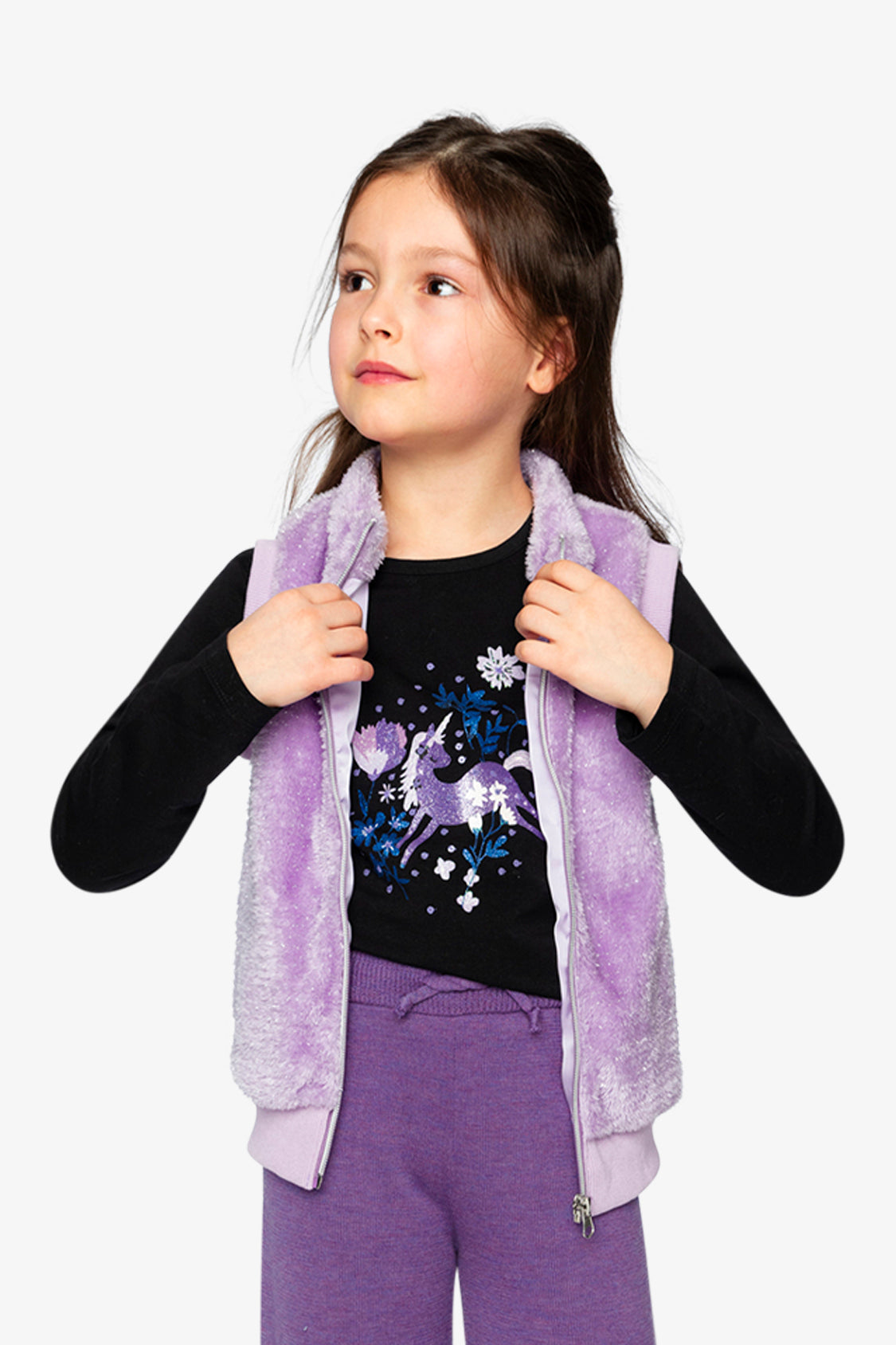 Faux Fur Sleeveless Vest Violet - Image 4