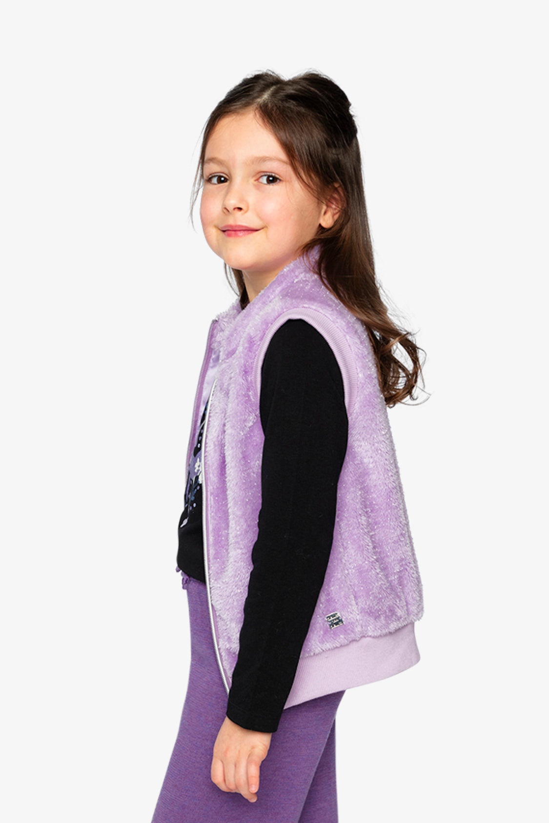 Faux Fur Sleeveless Vest Violet - Image 5