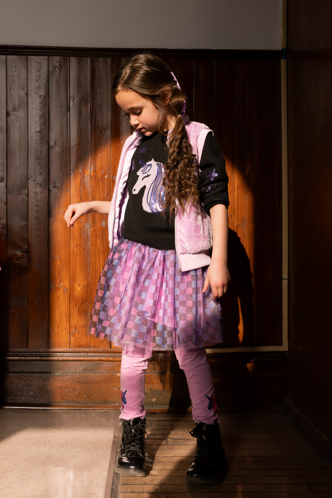 Faux Fur Sleeveless Vest Violet - Image 2