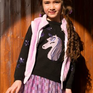 Faux Fur Sleeveless Vest Violet - Image 3