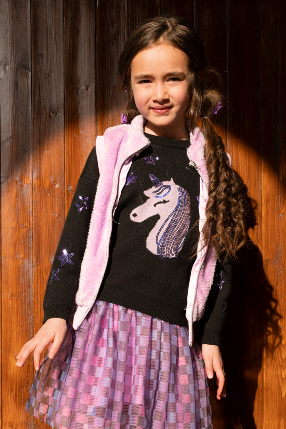 Faux Fur Sleeveless Vest Violet - Image 3