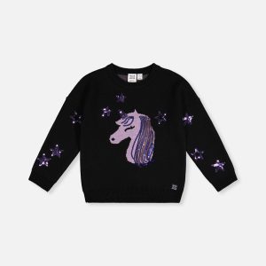 Knitted Sweater Black And Mauve - Image 7