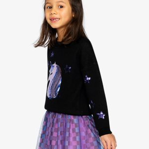 Knitted Sweater Black And Mauve - Image 3