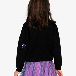 Knitted Sweater Black And Mauve - Image 4