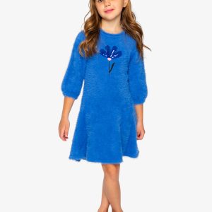 Hairy Knitted Dress Royal Blue - Image 2