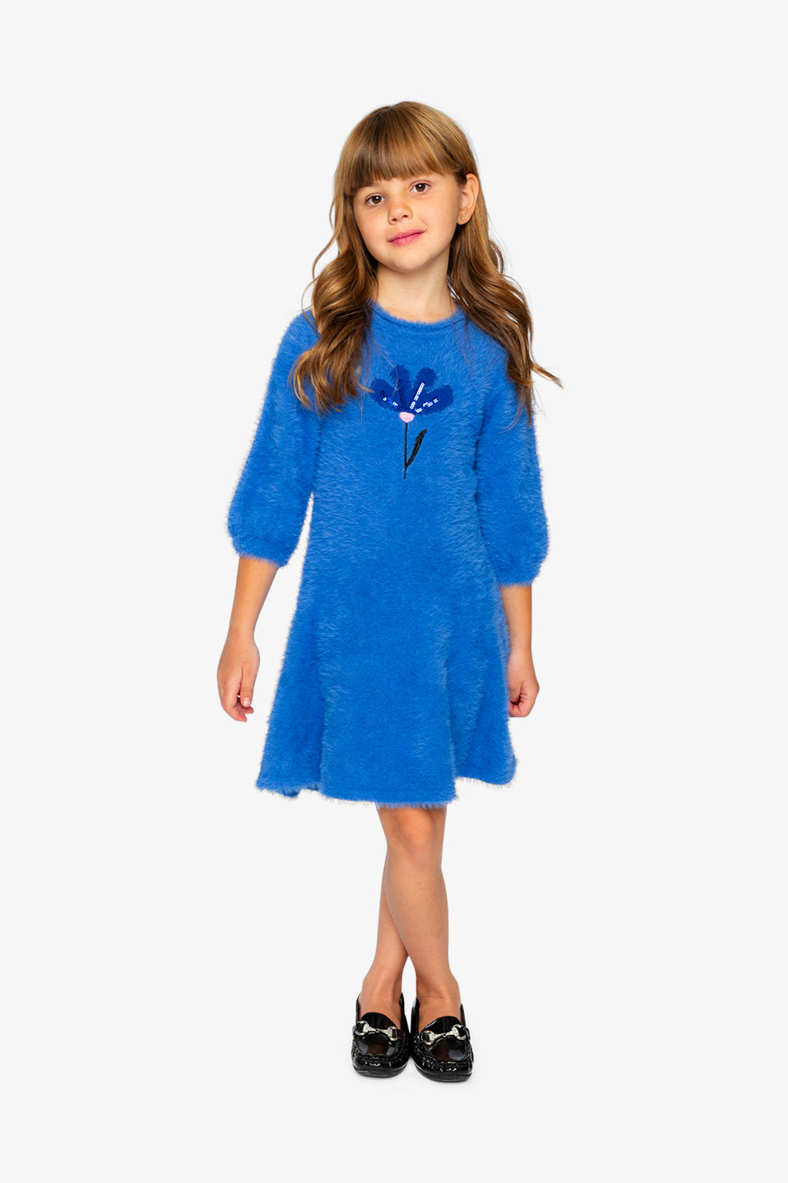 Hairy Knitted Dress Royal Blue - Image 2