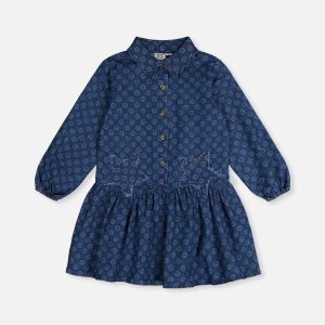 Shirt Dress Blue Smiley Print