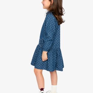 Shirt Dress Blue Smiley Print - Image 3