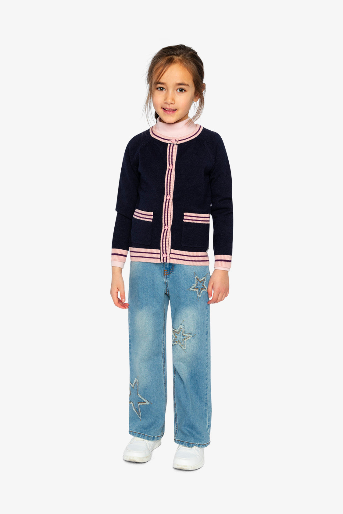 Knitted Cardigan Royal Blue And Pink - Image 5