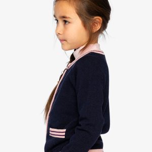 Knitted Cardigan Royal Blue And Pink - Image 3