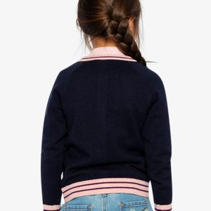 Knitted Cardigan Royal Blue And Pink - Image 4