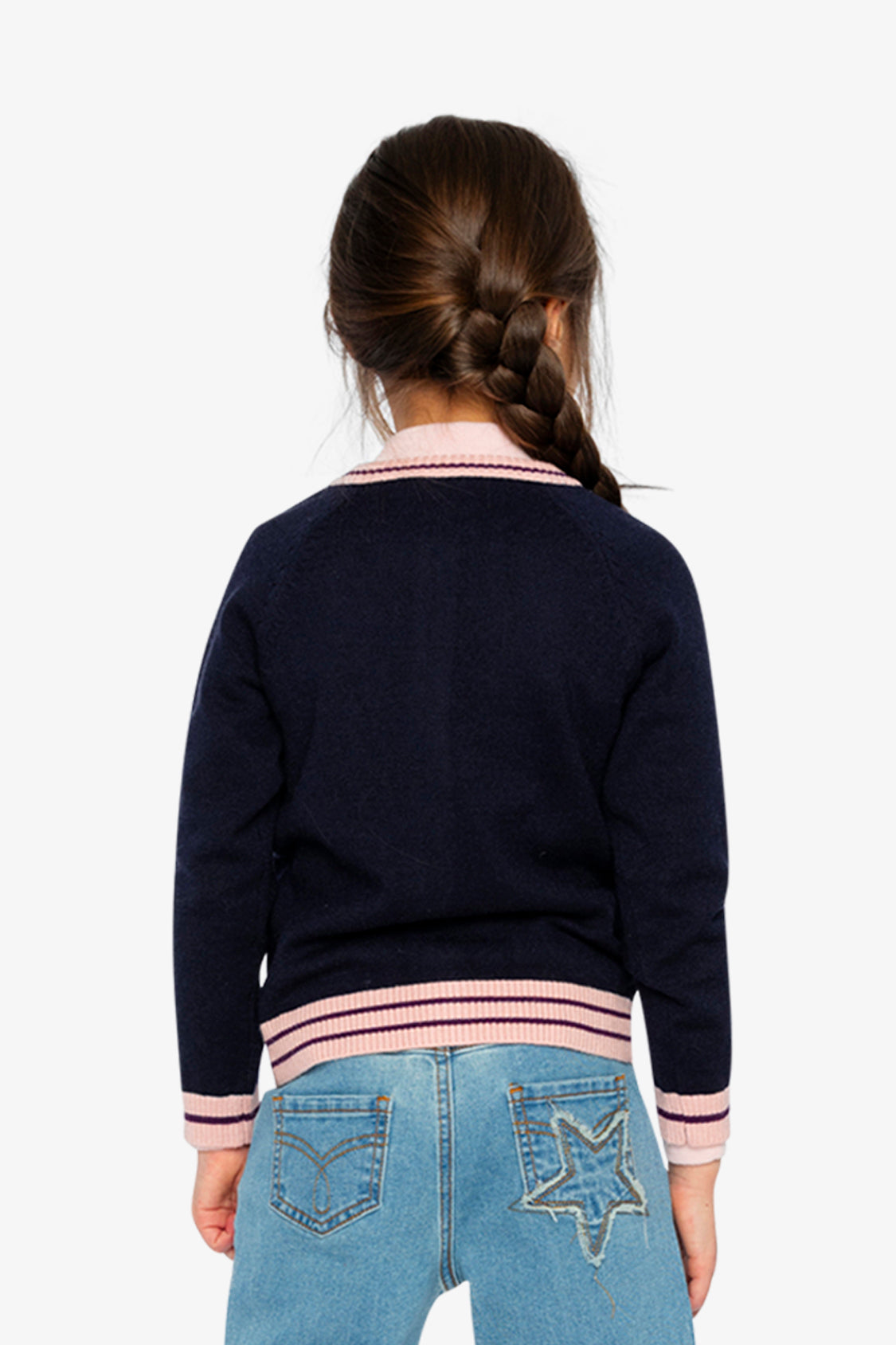 Knitted Cardigan Royal Blue And Pink - Image 4