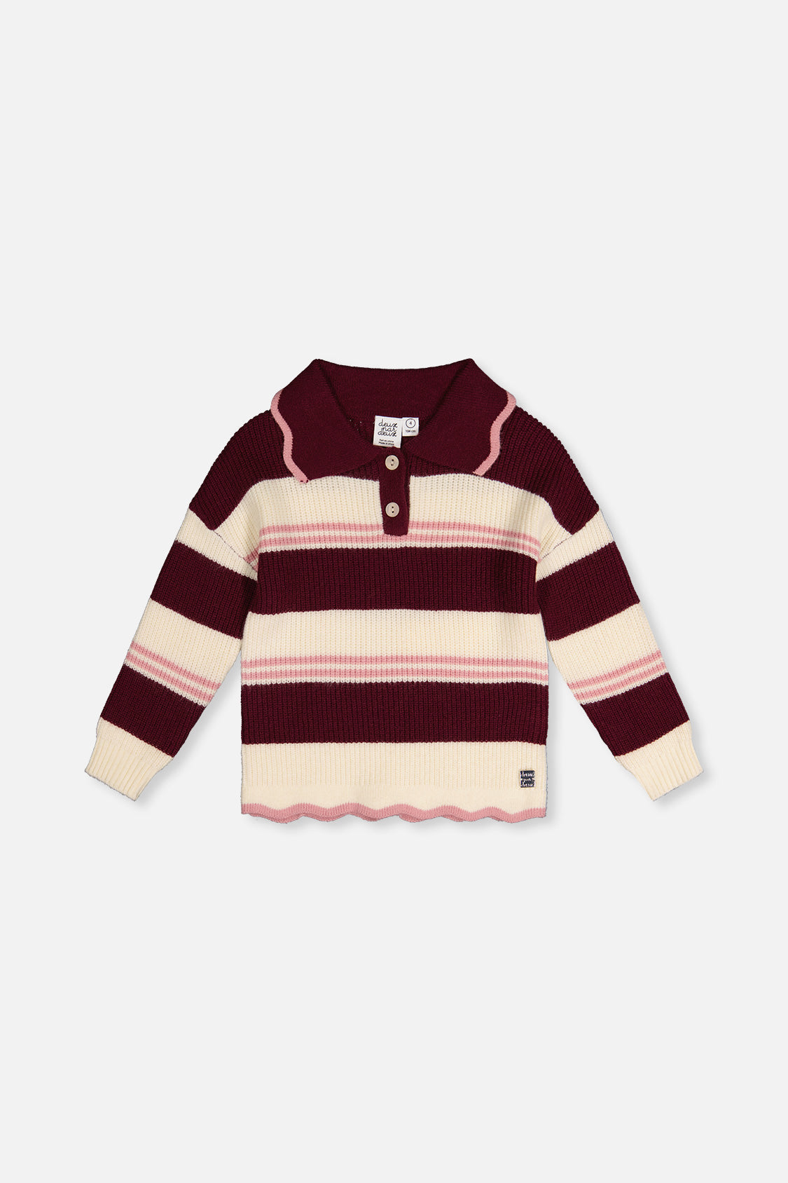 Scalloped Collar Sweater Red And White Stripes