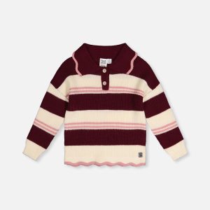 Scalloped Collar Sweater Red And White Stripes - Image 6